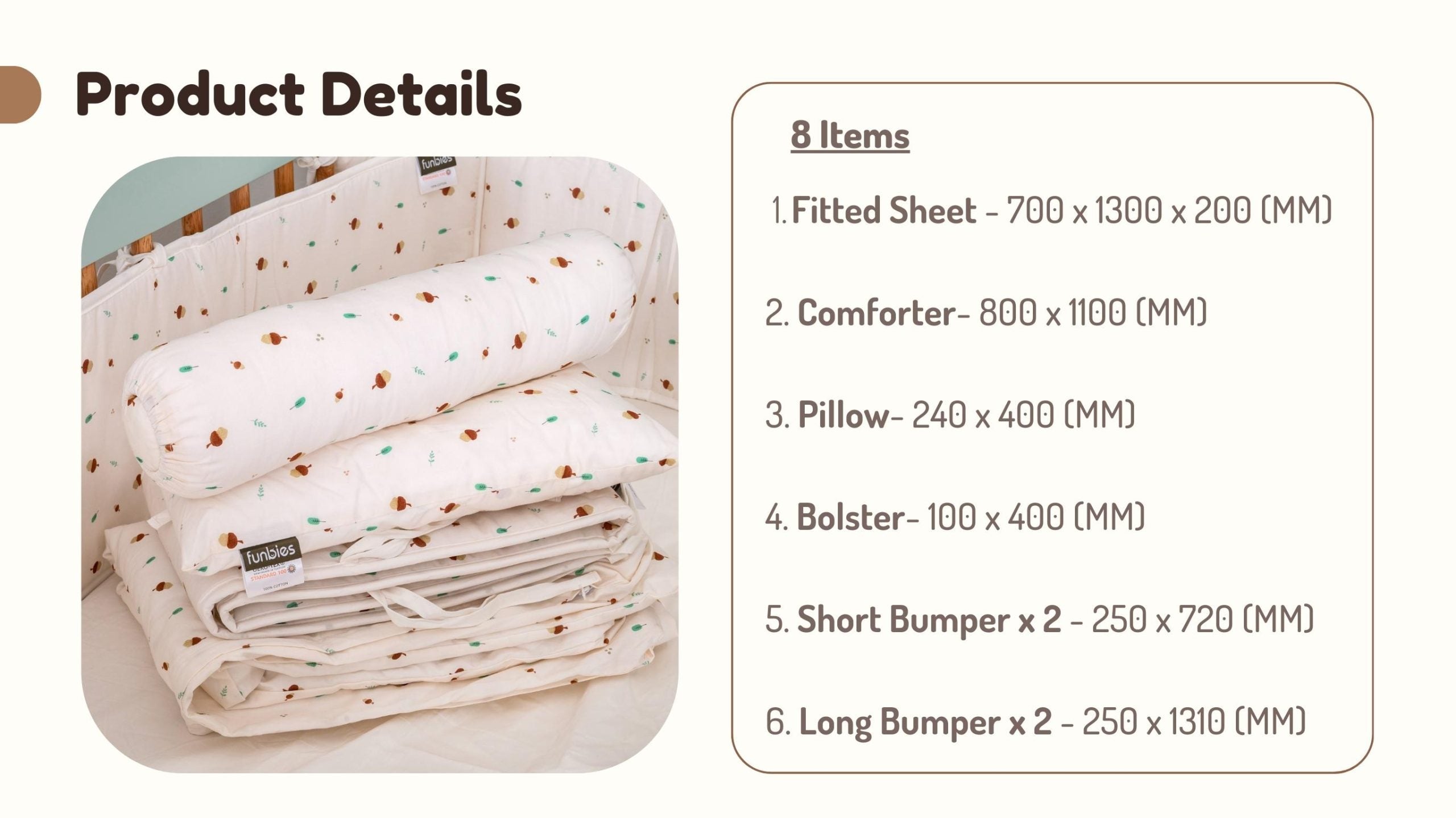 Funbies Acorn 8in1 Bedding Set