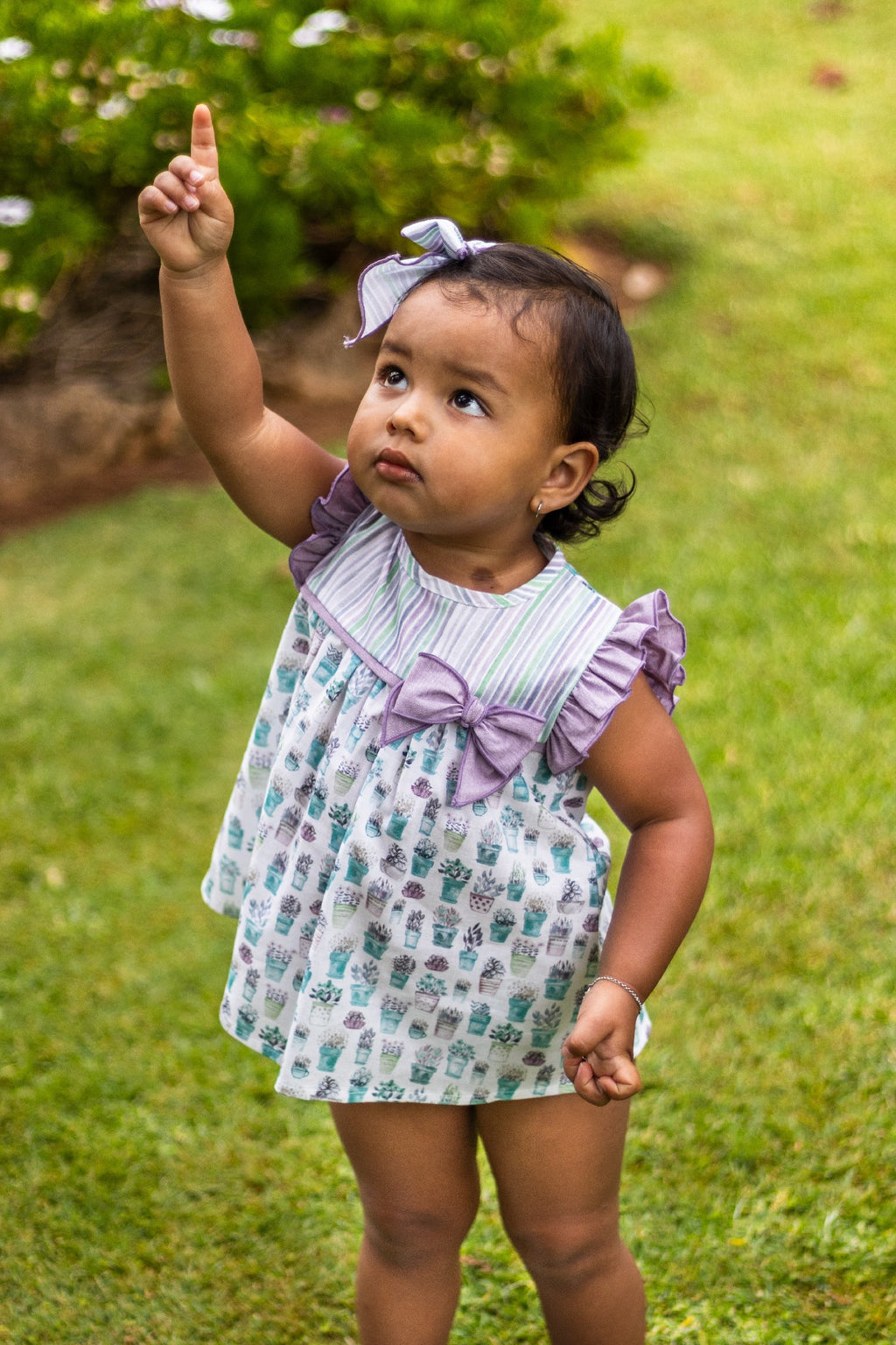 Calamaro Purple & Green Garden Top & Bloomers