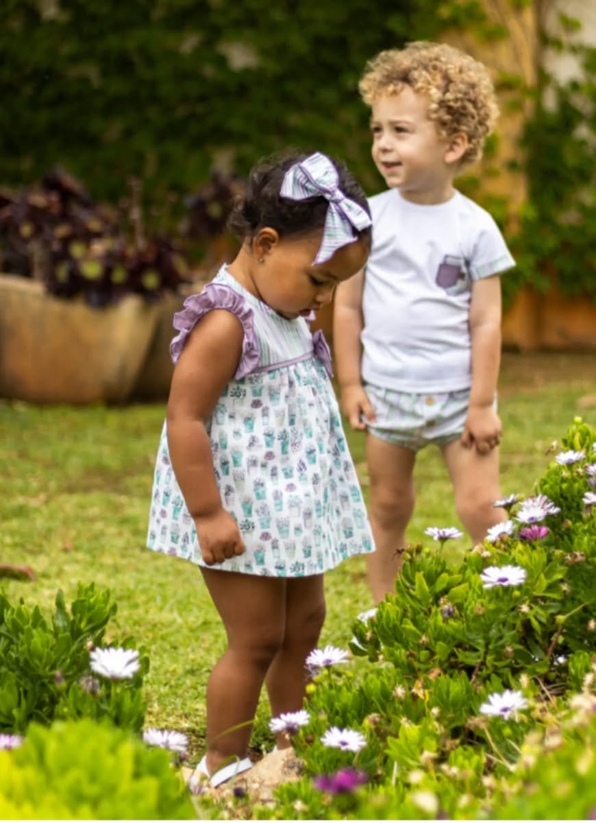 Calamaro Purple & Green Garden Top & Bloomers