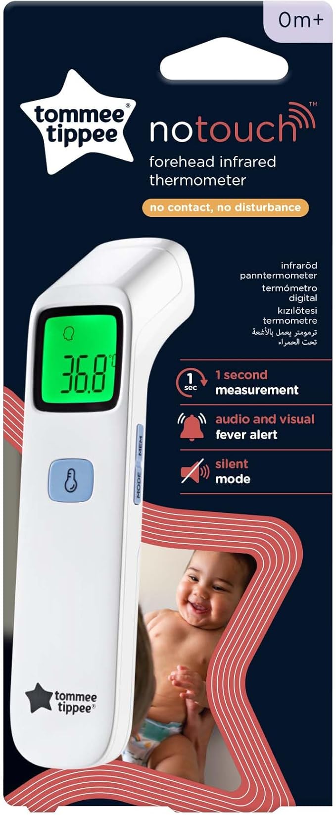 Tommee Tippee NoTouch Infrared Forehead Digital Thermometer, 0m+
