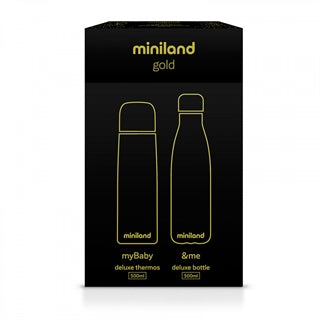 Miniland my Baby & me 89259 Gold. ( 500ml liquid thermos and bottle set with chrome effect ).