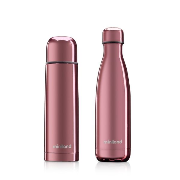 Miniland my Baby & me 89260 Rose. ( 500ml liquid thermos and bottle set with chrome effect ).