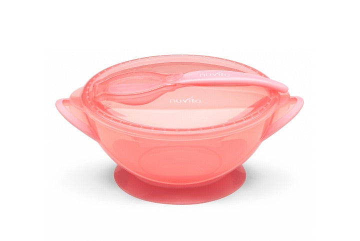 Nuvita 1421 Bowl with Lid and Spoon - Pink