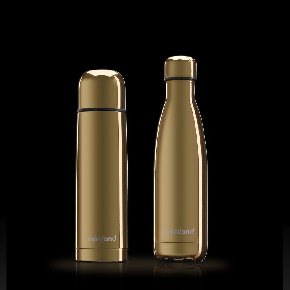 Miniland my Baby & me 89259 Gold. ( 500ml liquid thermos and bottle set with chrome effect ).