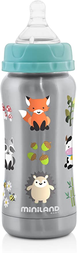 Miniland 89188 Thermobaby Thermal Little Stainless Steel Bottle with teat. 180ml.