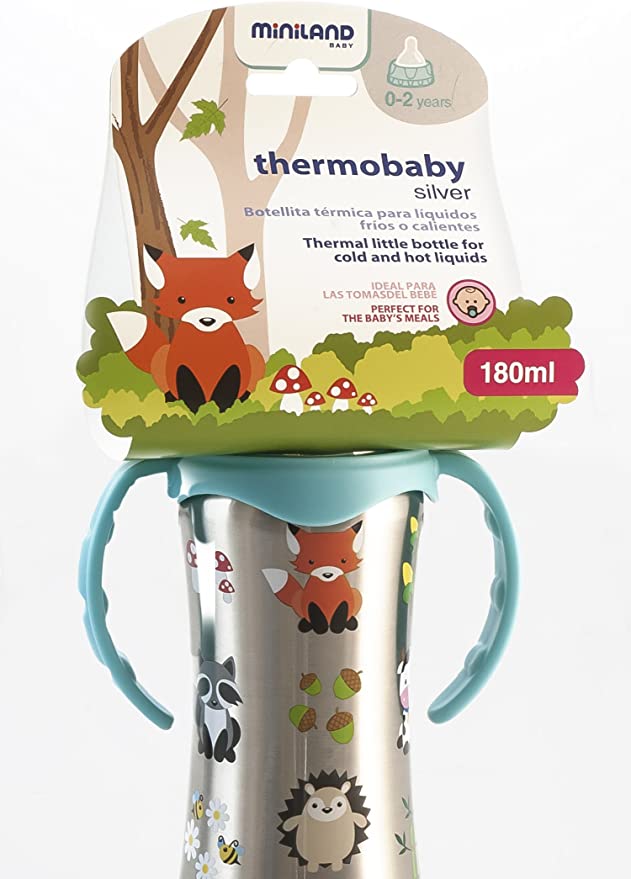 Miniland 89188 Thermobaby Thermal Little Stainless Steel Bottle with teat. 180ml.