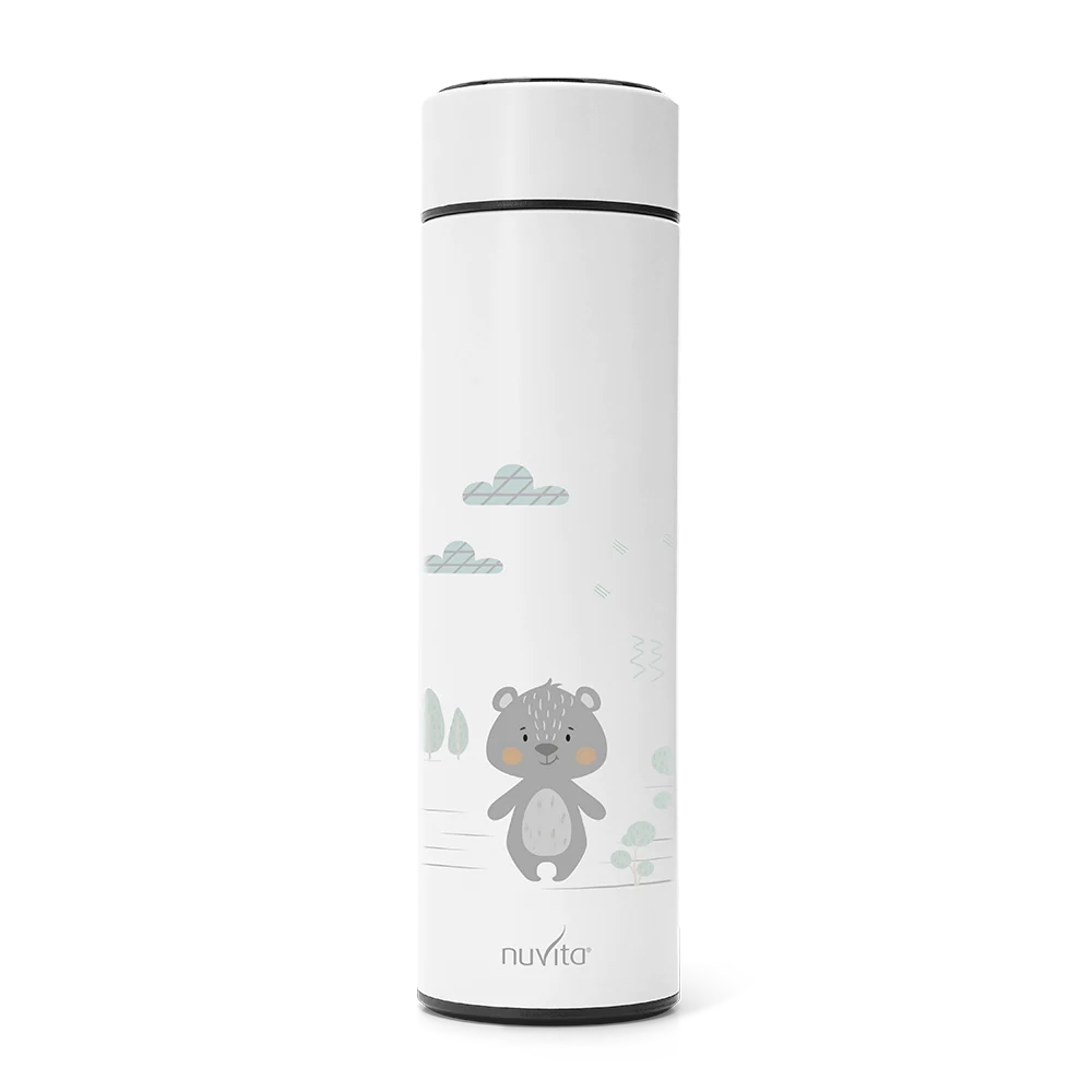 Nuvita 4455 Stainless Steel Thermal Bottle With LED Thermometer 0m+(500ml) - White
