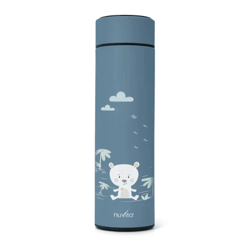 Nuvita 4455 Stainless Steel Thermal Bottle With LED Thermometer 6m+(500ml) - Blue