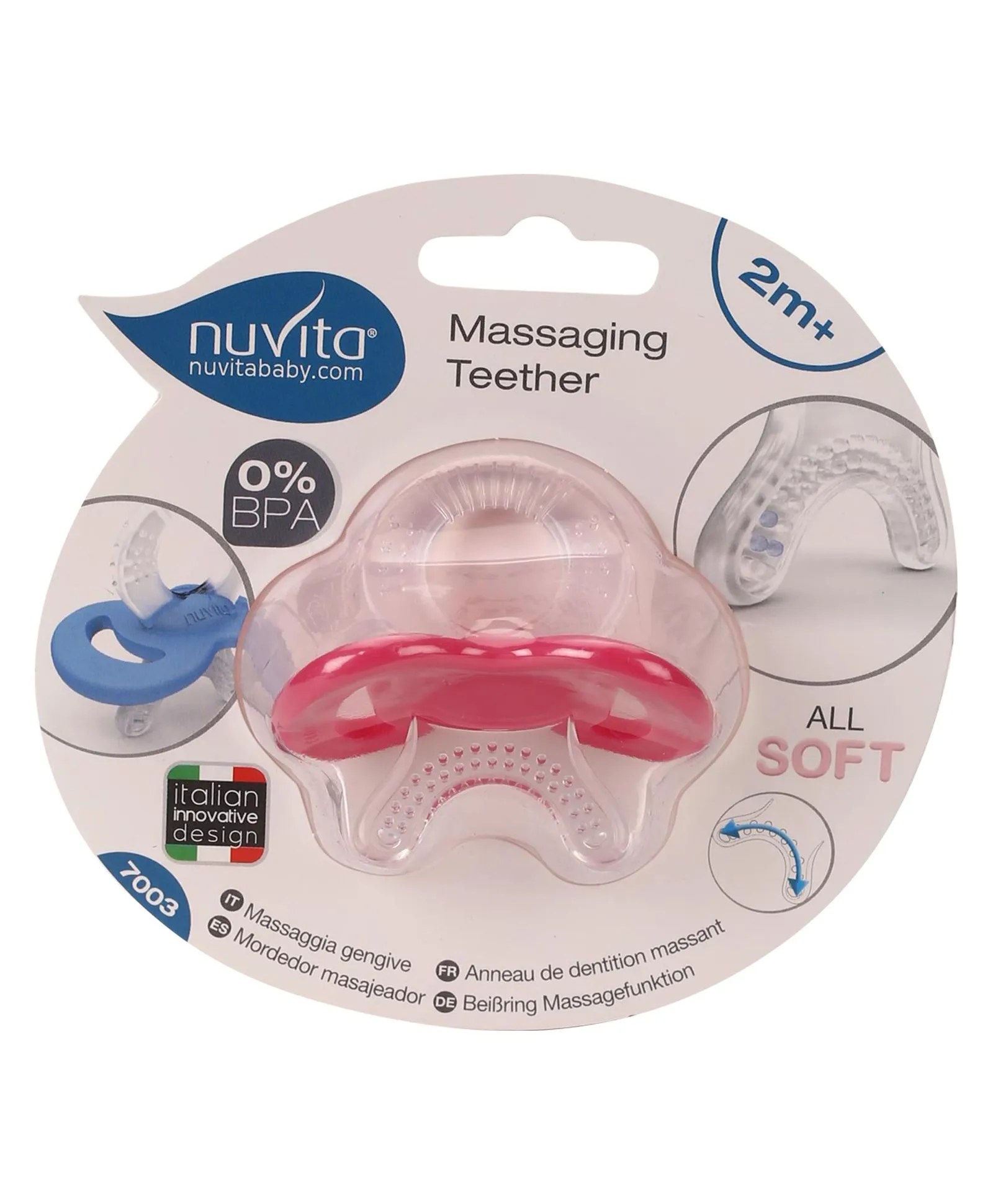 Nuvita 7003 Baby Massaging Teether 2m+ Baby Teething Toy - Pink