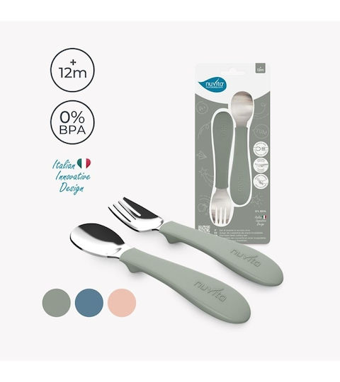 Nuvita 2pcs. Baby Set with Silicone Fork for 12+ months