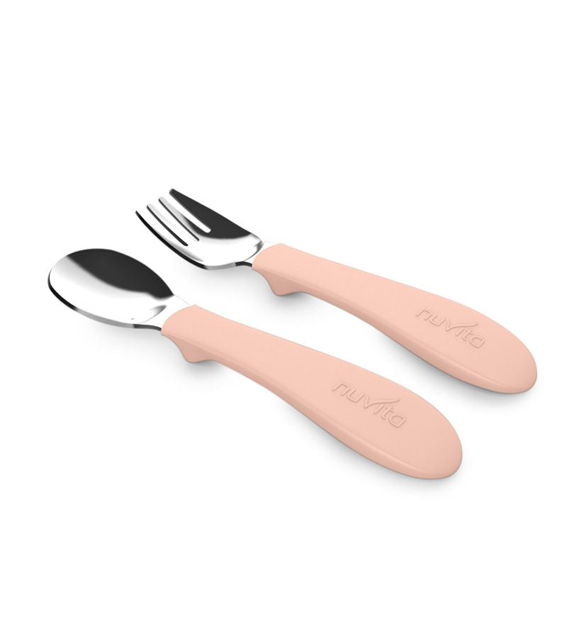 Nuvita 2pcs. Baby Set with Silicone Fork for 12+ months - Pink