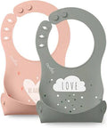 Nuvita 4370 Waterproof Silicone Bib 2pcs - Pink-Green