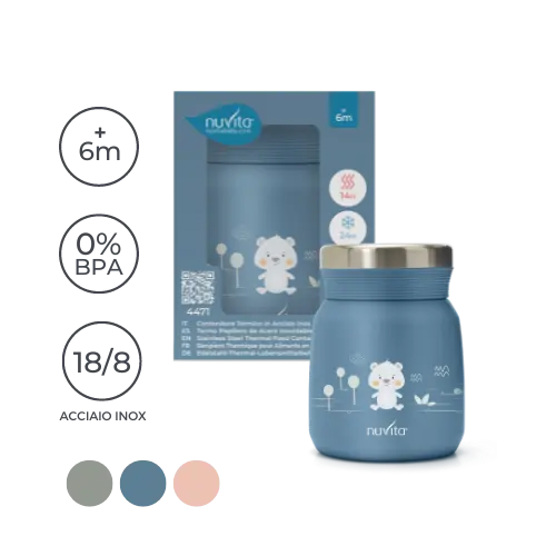 Nuvita Stainless steel thermal container 300 ml. for liquid and solid food-4471