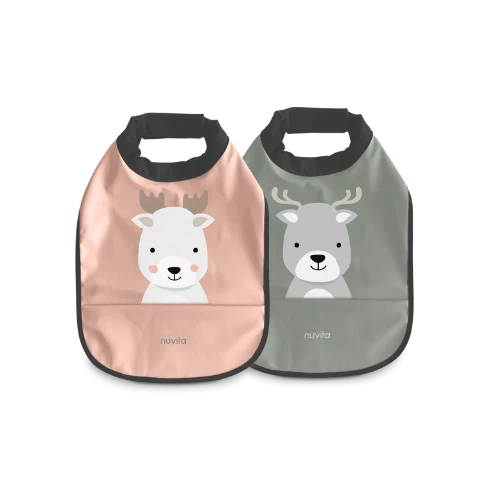 Nuvita Waterproof bib ( 2pc.) pink and green 6m+