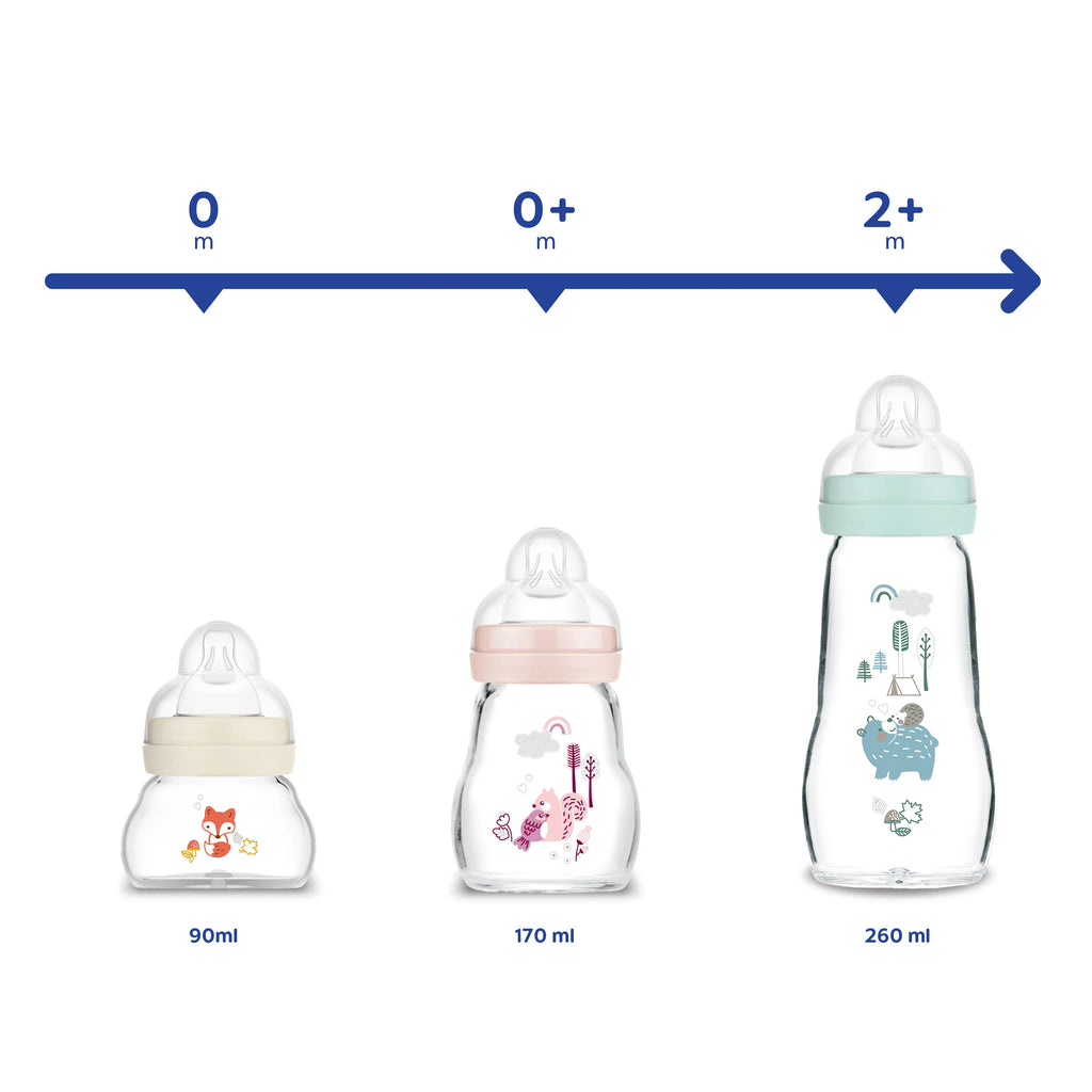 MAM Feel Good 260ml Glass Baby Bottle 2+ months, single pack