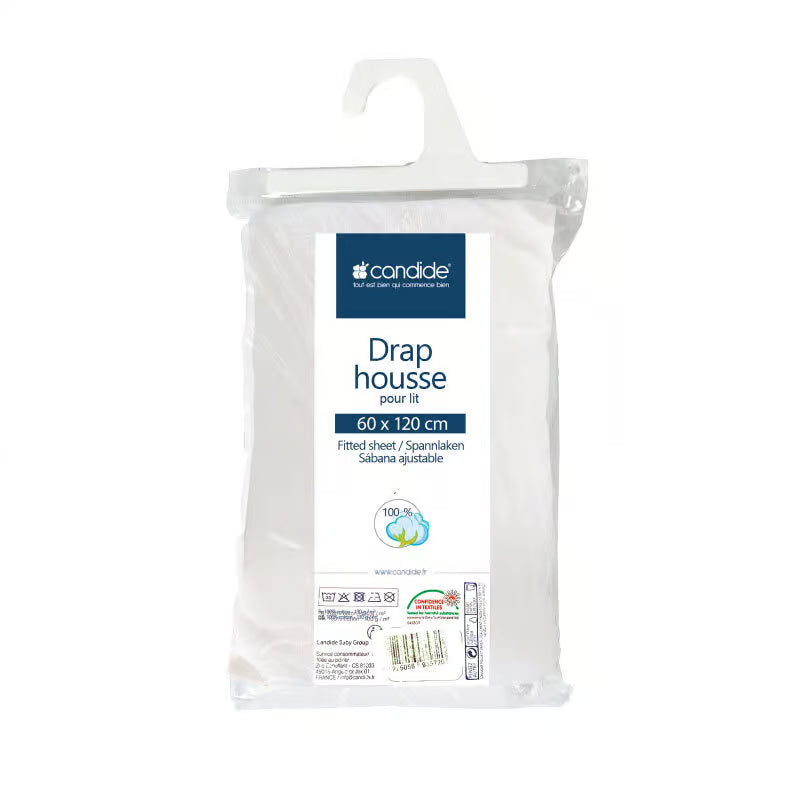 Candide 693571  Fitted sheet White  Cotton Jersey 60x120cm
