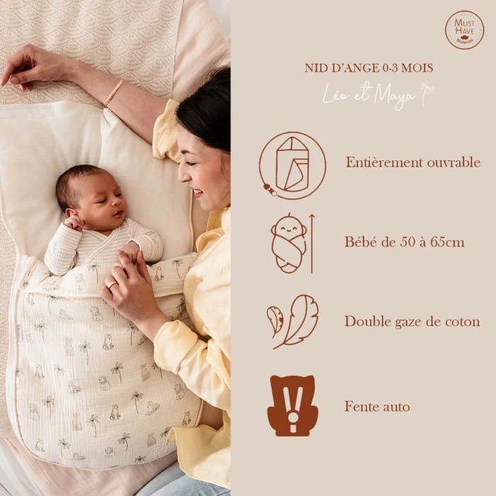 Candide Angel nest 0-3 months Léo and Maya - 70 cm