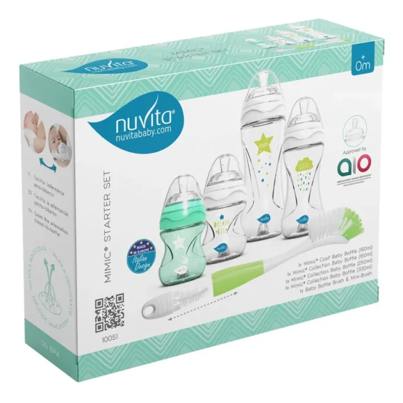 Nuvita baby bottle set.